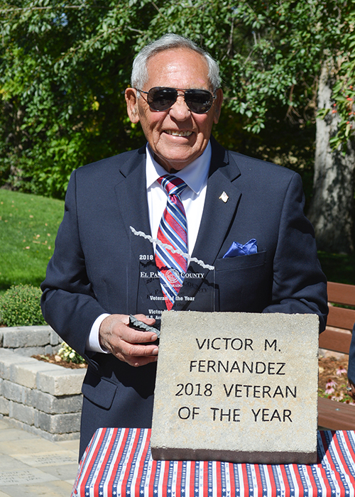 Victor M Fernandez 2018 Veteran of the Year with paver
